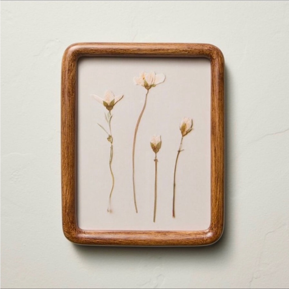 8"x10" Pressed White Flowers Print Framed Wall Art - Hearth & Hand with Magnolia